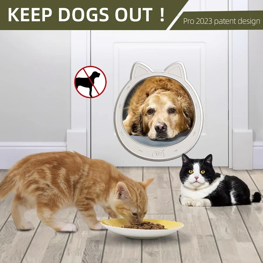 باب قطة كبير باب القط الباب الداخلي لا رفرف باب القط سهل التركيب باب قوي للحيوانات الأليفة للقطط لا تدريب ما يصل إلى 22 رطل أبيض