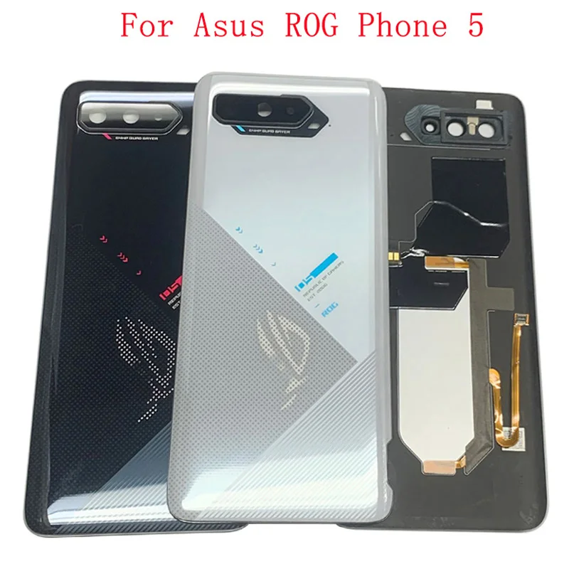 Back Cover Rear Door Case Housing For Asus ROG Phone 5 ZS673KS Battery Cover with Camera Frame Lens Repair Parts