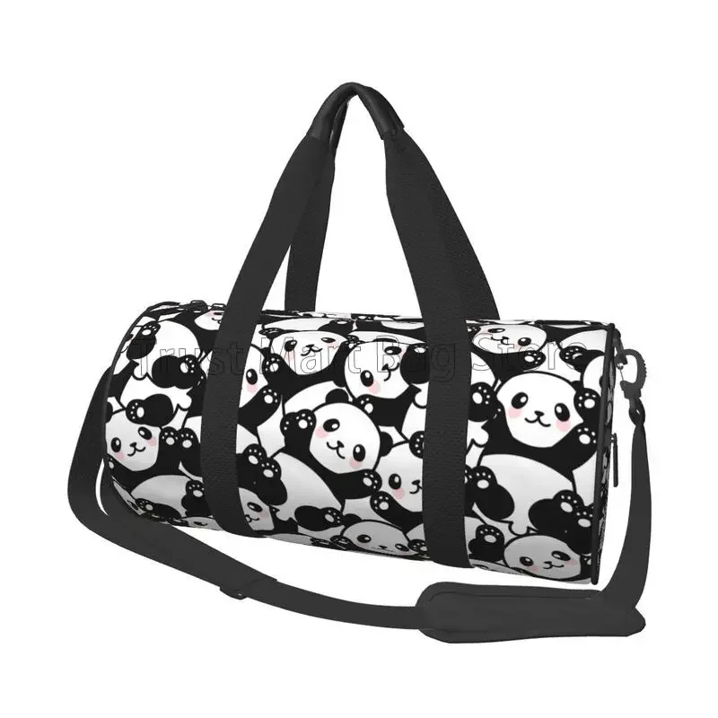 Cute Panda Duffel Bag Canvas Travel Bag for Gym Sports Waterproof Weekender Overnight Bags