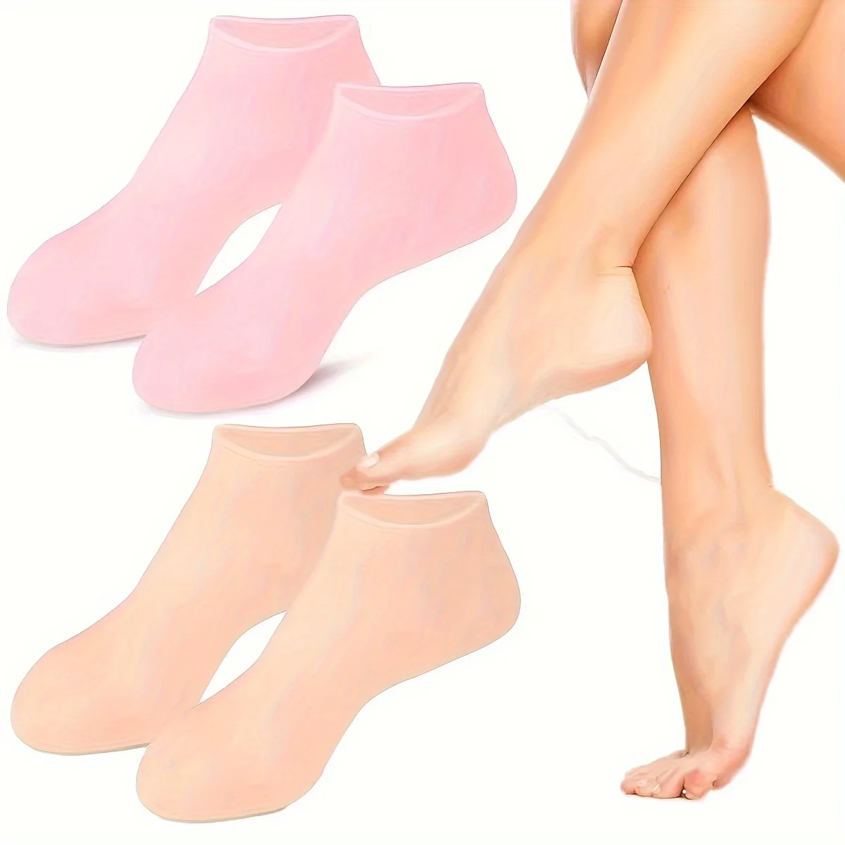 

2 Pack Silicone Foot Socks - Deep Nourishing Cracked Feet Gel Spa Relaxing Massage Foot Care