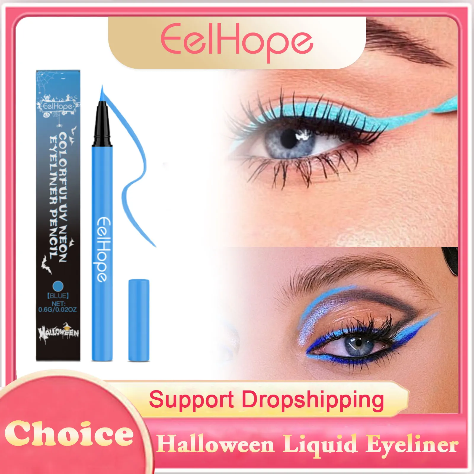 

Halloween Liquid Eyeliner Neon Colored UV Glow Waterproof Long Lasting Smoothing Enhances Color Brightness Fluorescent Eyeliner