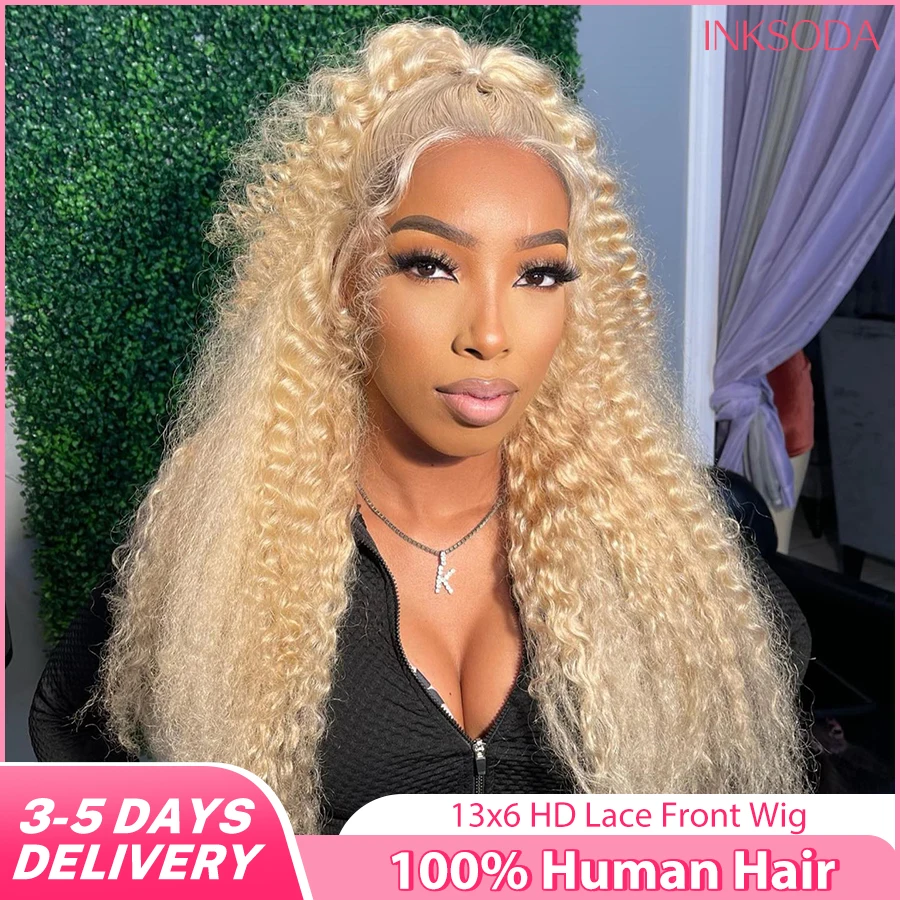 

40 30Inch 613 Deep Wave Frontal Wig 13x6 HD Water Wave Transparent Lace Front Wigs Honey Blonde Human Hair Wigs Remy 220 Density