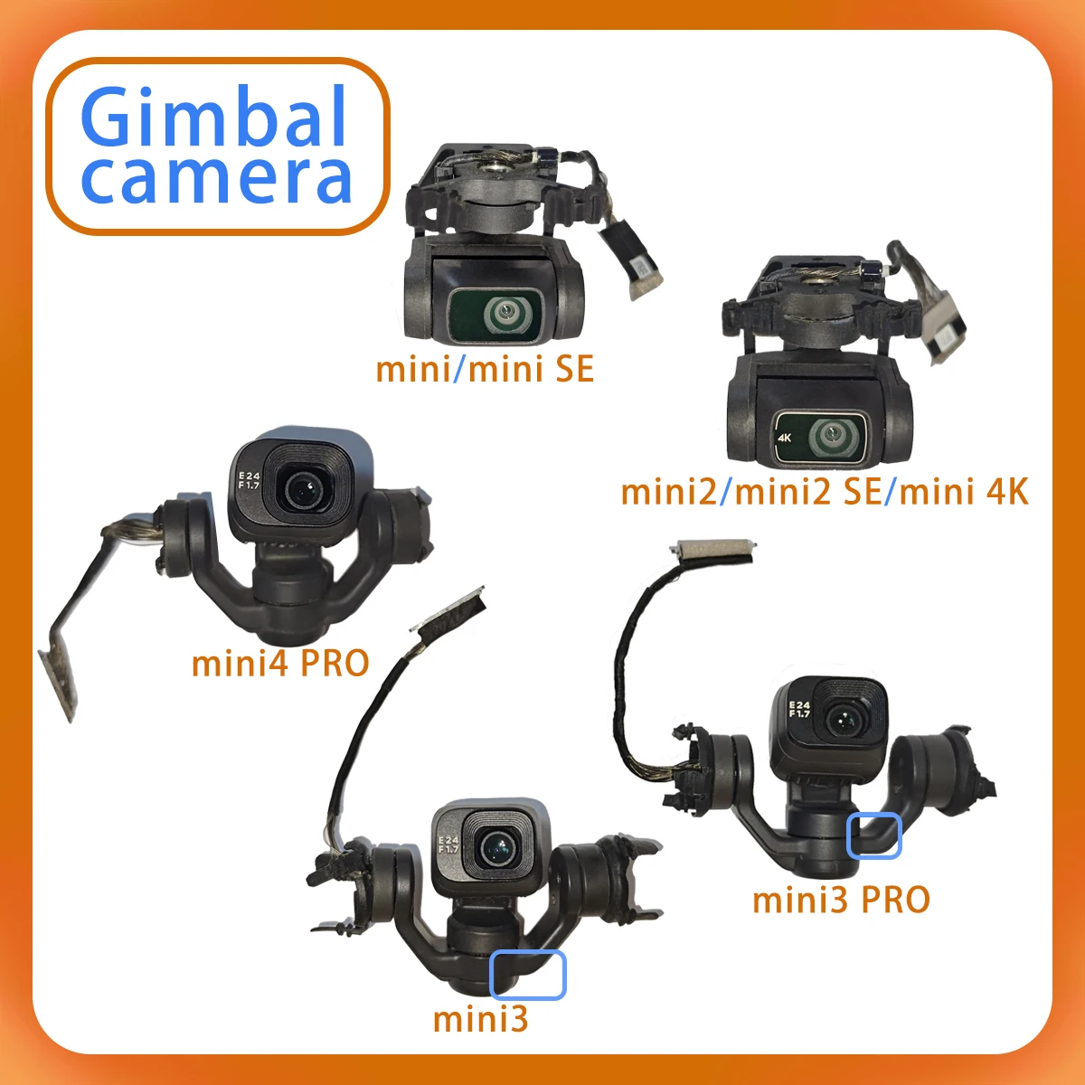 

Original DJI AIR/Spark/mini/series complete gimbal camera, including gimbal arm, lens, and coaxial cable, for air2/3s MINI234PRO