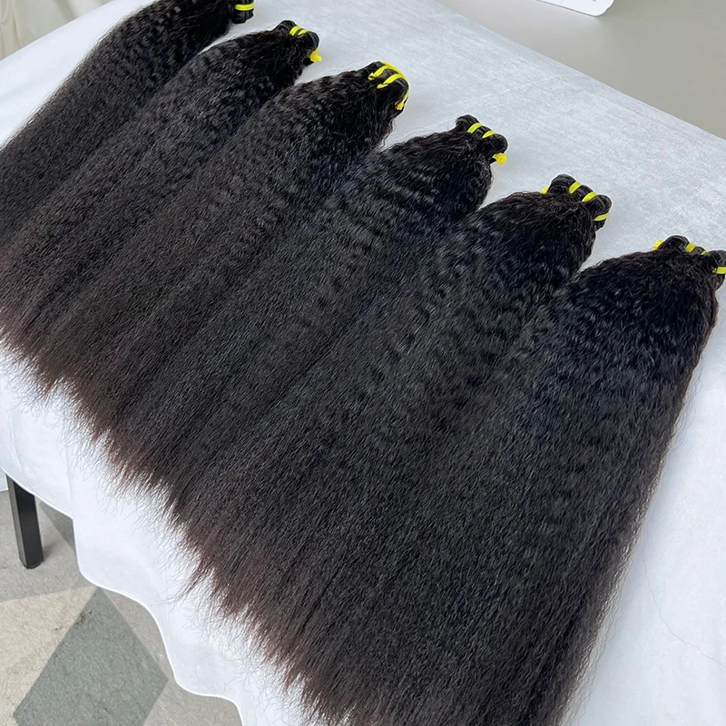 Kinky Straight Bundles 3/4 Lot 100% Human Hair Bundles Remy Hair Extensions Human Hair Yaki Straight Hair Thick Bundles