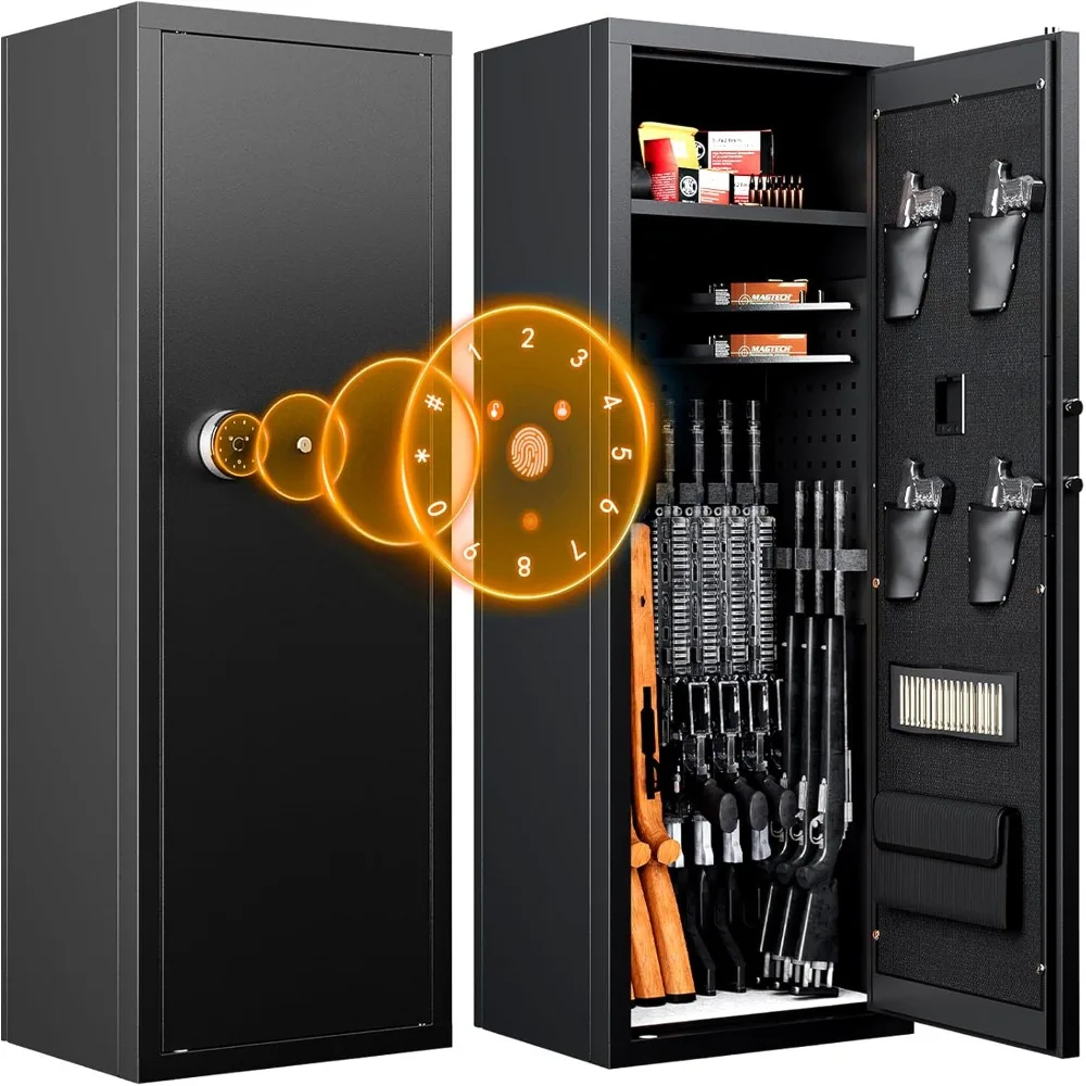 "2025 Upgraded Large Gun Safe for 10-14 Rifles - Biometric Fingerprint Lock, Removable Shelves & Pistol Storage"