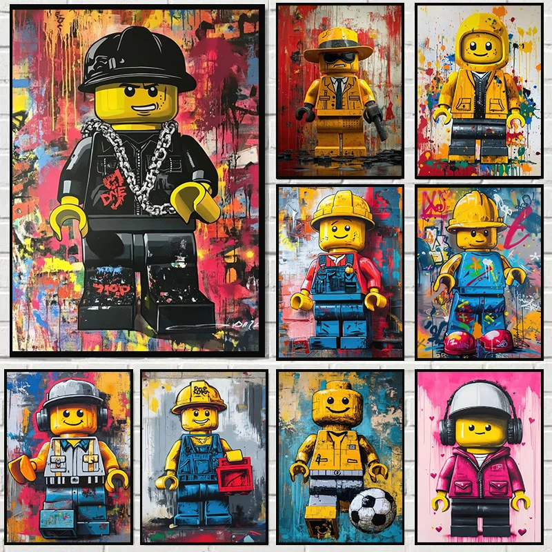 Abstract Cartoon Fun Various Occupations L-legos Posters Canvas Prints Wall Art Picture for Home Room Children's RoomDecoration