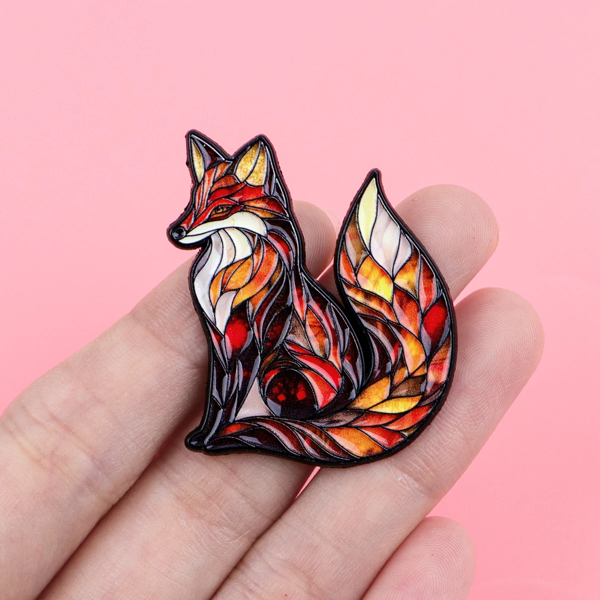 Colorful Fox Enamel Pins Cute Cartoon Glass Style Brooches for Backpacks Animal Lapel Badges for Fox Lovers & Bookish Gifts