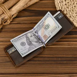 Genuine Leather Money Clip Purse For Men Women Cash Clip Wallets Male Short Wallets Card Holder Multi Cards Short Purse for Man