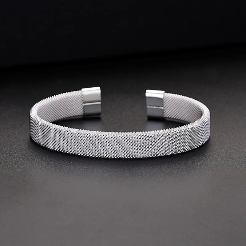 

Fine Hot 925 Sterling Silver High Quality Fashion Mesh Women Solid Lady Bangle Jewelry Charm Cuff Men Bracelet