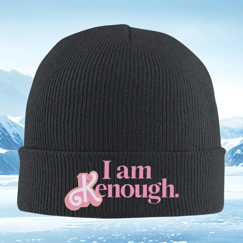 2026 I Am Enough,decorative words. Men Women Unisex Knitted Hat Beanie Pullover Cap Winter Thermal Warm Christmas Outdoor Cyclin
