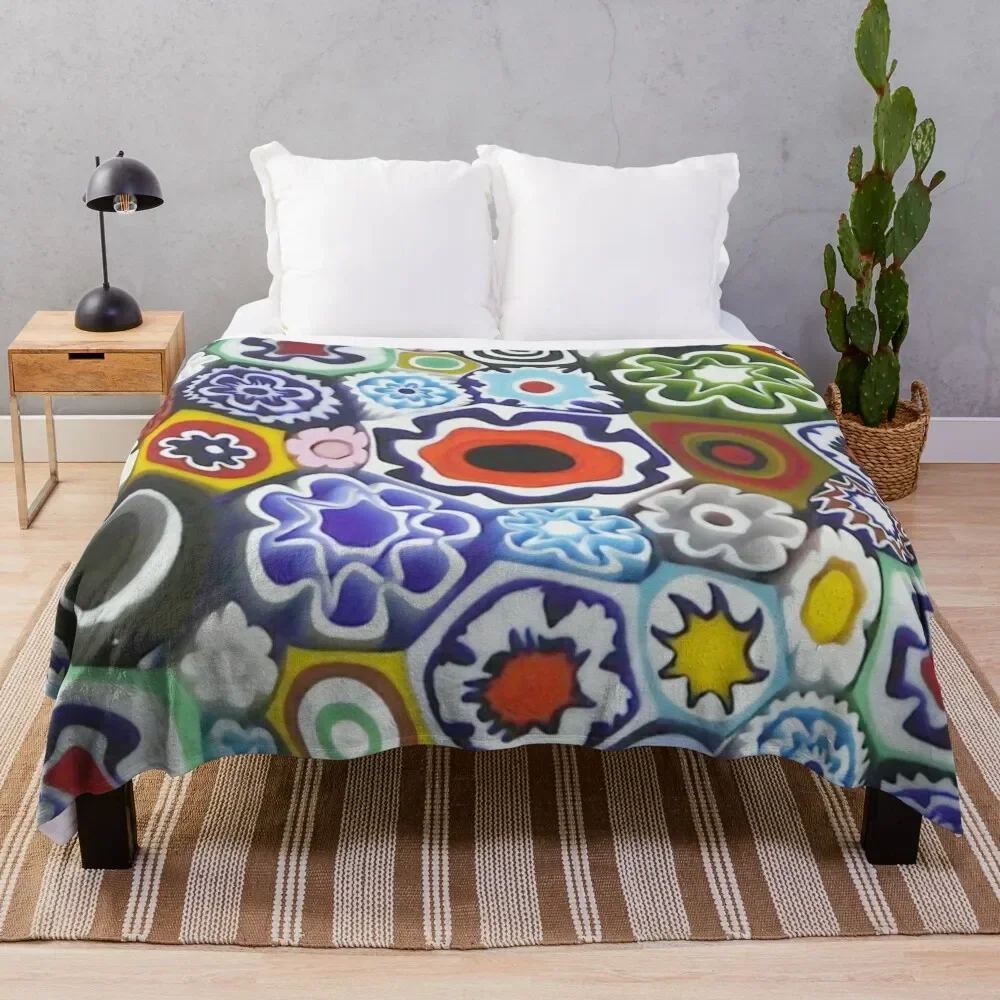 Millefiori Murano Italian Glass Print Throw Blanket For Sofa Thin Single Blankets For Bed Blankets