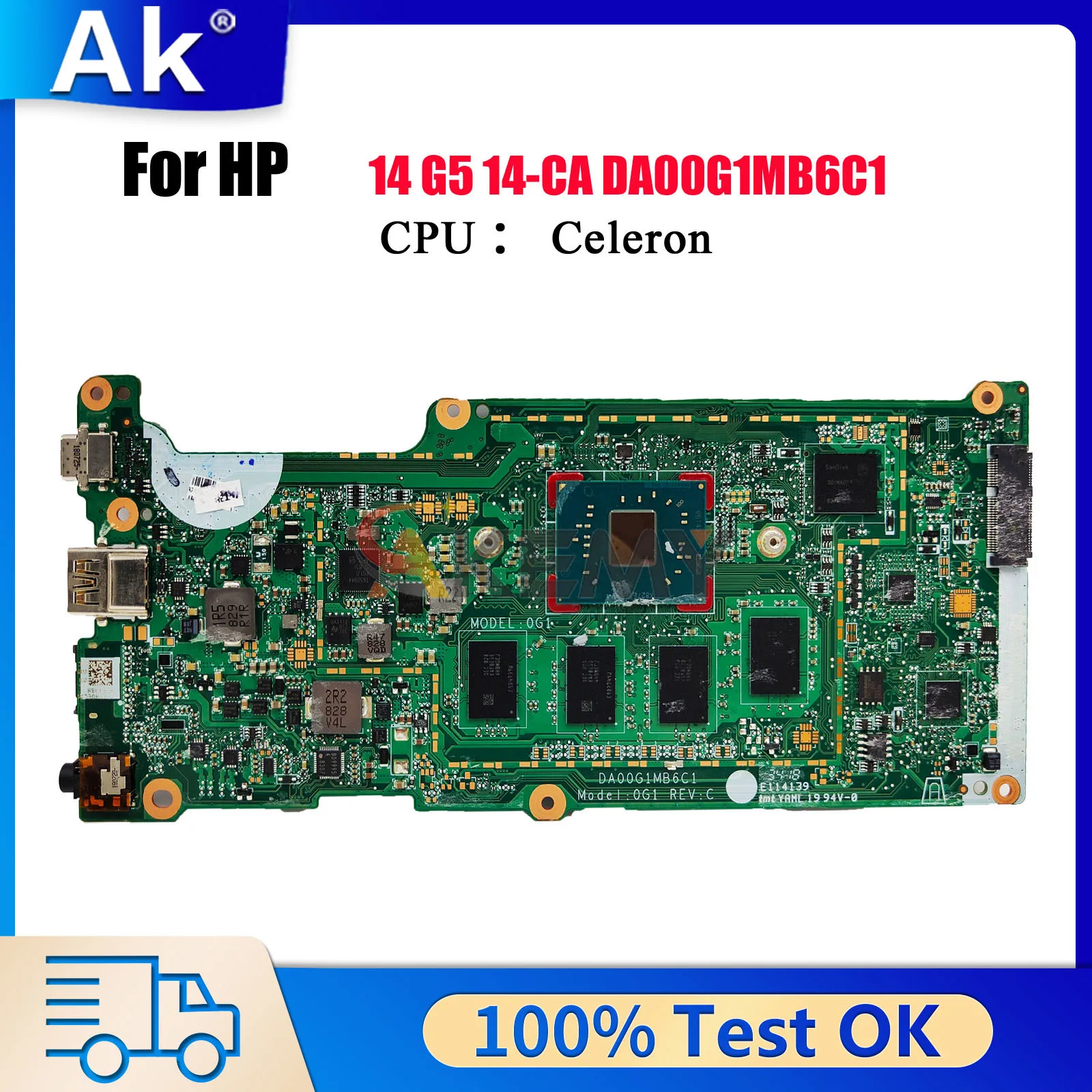 

DA00G1MB6C1 Материнская плата для ноутбука HP Chromebook 14 G5 14-CA с процессором N3350, 4 ГБ ОЗУ L14340-001 L14343-001, 100% полностью протестировано