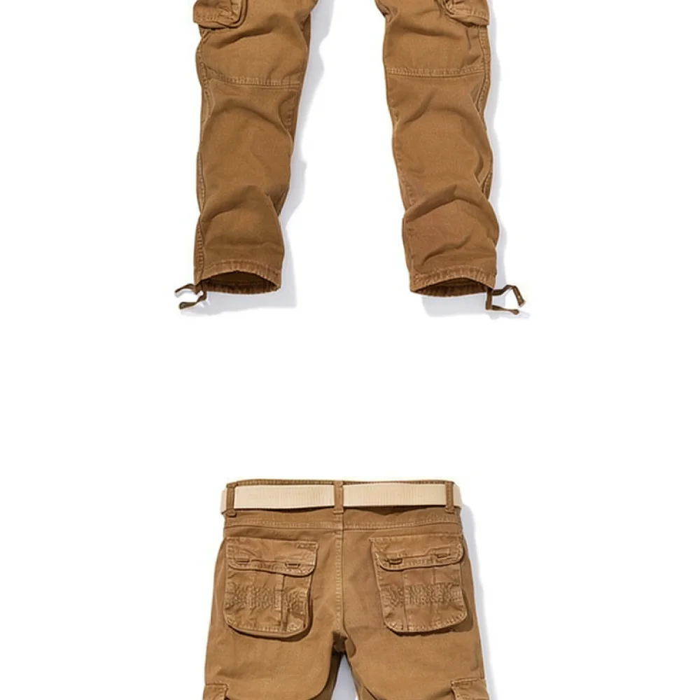 Mens Streetwear Cargo Pants Pure Cotton Multi Pocket Trousers Casual Straight Fit Outdoor Workwear Durable Daily Wear view 3