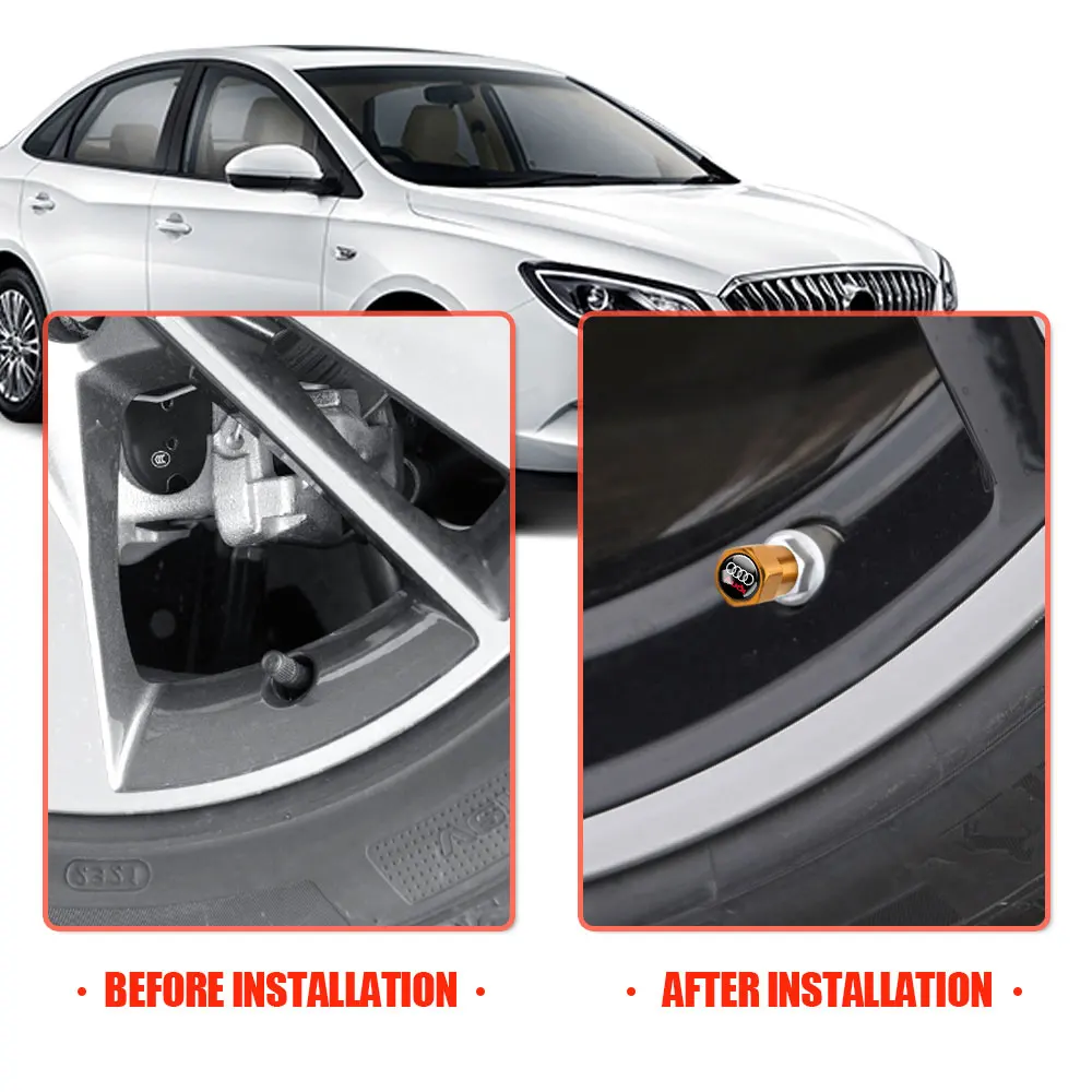 4 Stück Reifenventilkappen für Auto und Motorrad, Radluftventilabdeckung für Audi A3 8P 8V A6 C8 C7 A4 B7 S8 A8 D3 D4 A5 A8 Q3 Q5 RS Sline – Detail 1
