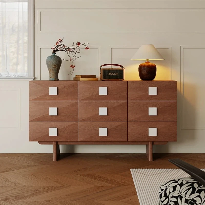 

French Retro Solid Wood Chest of Drawers European Entry Lux Bedroom Locker Modern Minimalist Living Room Chest of Drawer