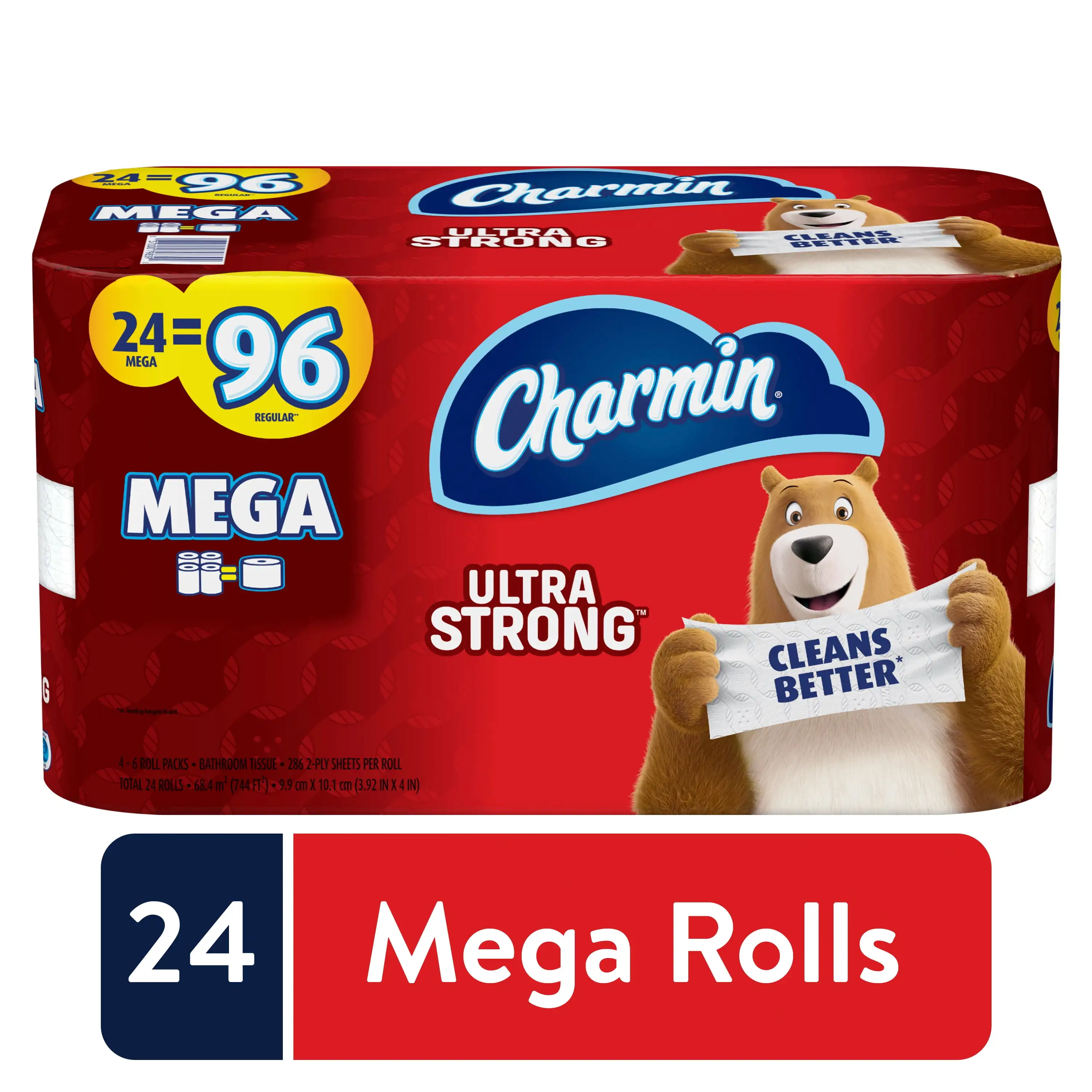 

Ultra Strong Toilet Paper, 24 Mega Roll, 264 Sheets per Roll Soft paper towels with a refreshing, convenient fit for any home