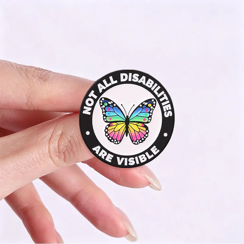 Not All Disabilities Are Visible Enamel Badge Rainbow Butterfly Pin Awareness Metal Brooch Lapel Gift For Advocates