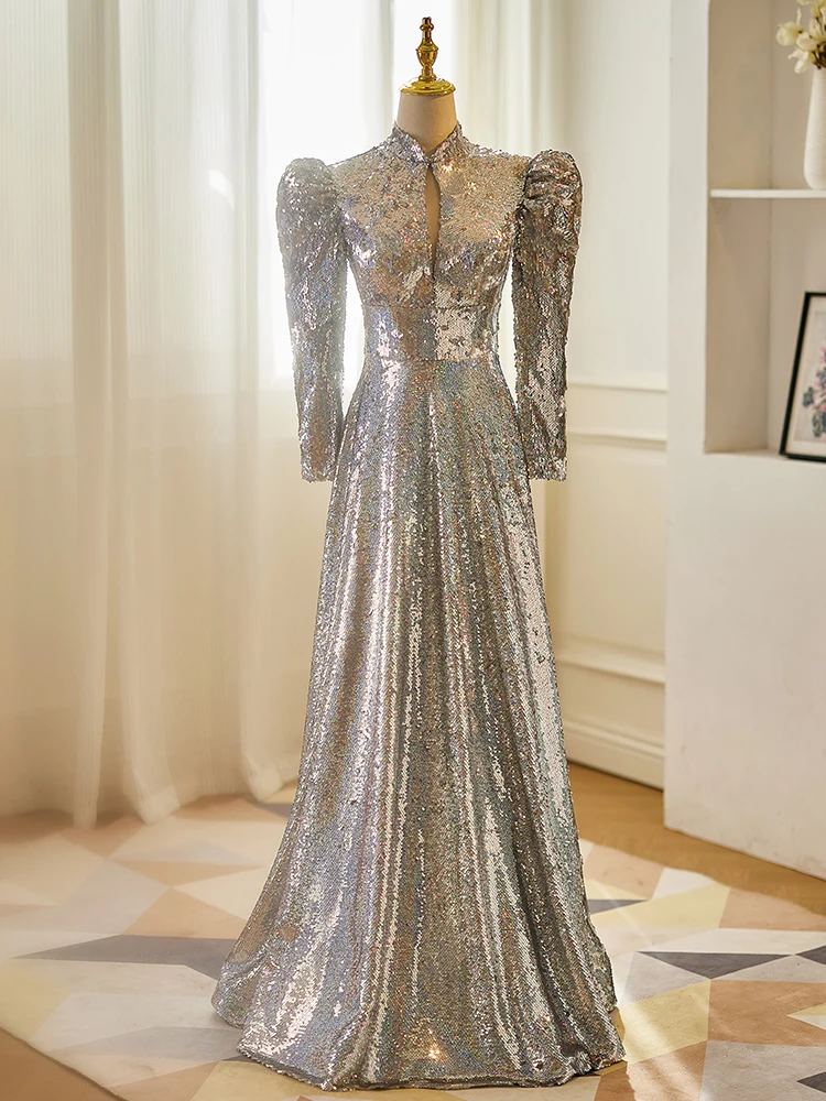 

Элегантное длинное вечернее платье для женщин, роскошное, королевское, для новогодних вечеринок, корейский стиль