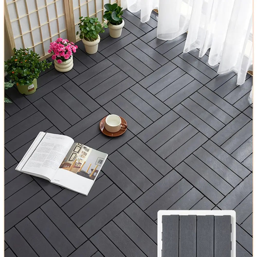 Easy Install Interlocking Plastic Floor Tiles PVC Decking For Balcony Terrace Backyard Waterproof Outdoor Ground Decor