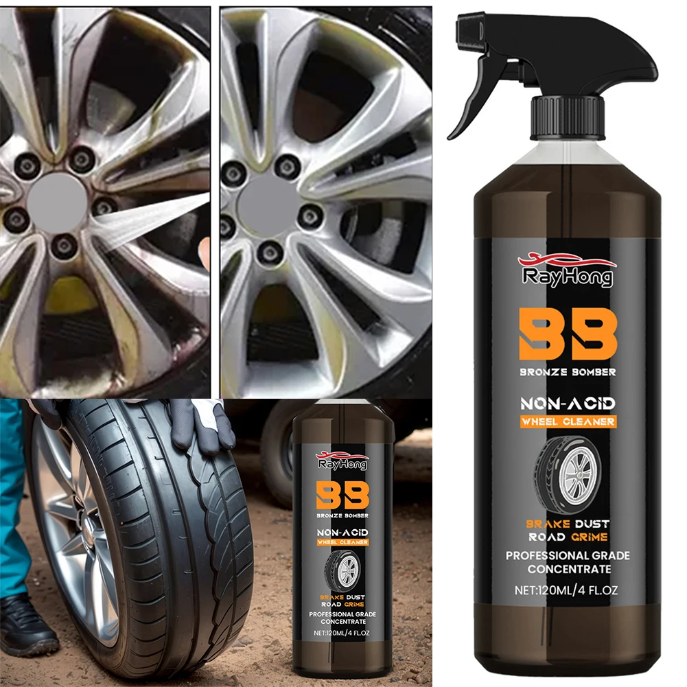 120ml Powerful Wheel Cleaner Spray Cleaner Car Wash Wheel Cleaning Spray Rim Brake Buster Spray for Cleaning Wheels and Tires