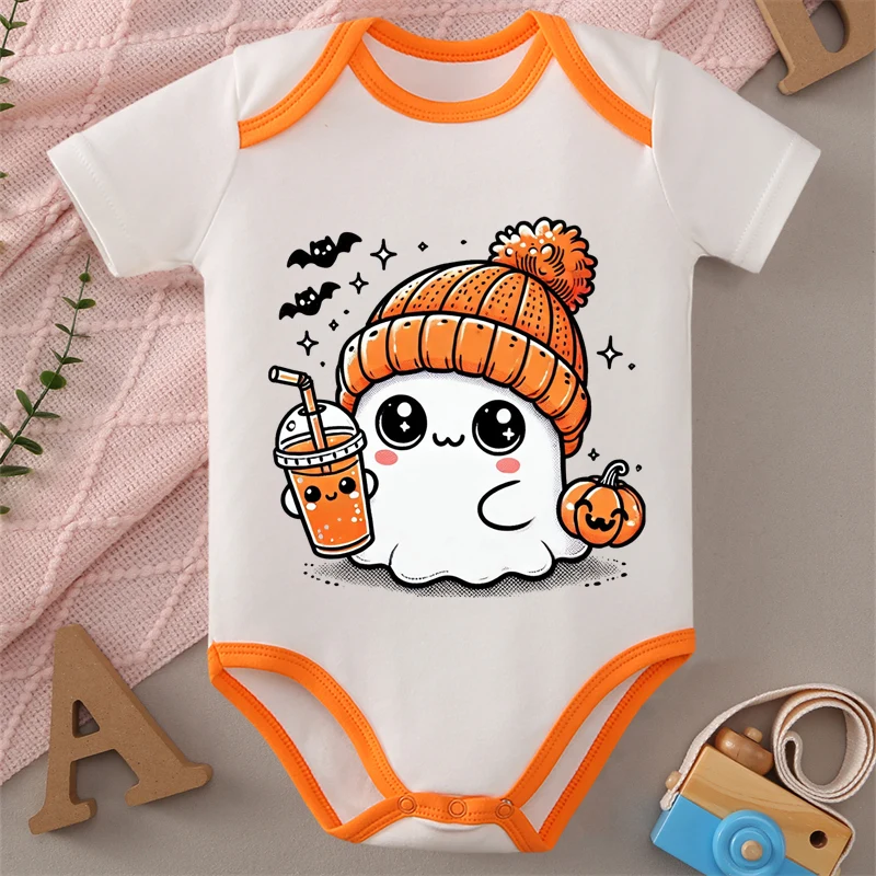 

MINISO 100% Cotton Happy Halloween Ghost Baby Cloths Jumpsuit Onesie Soft Bodysuit for 0-12 Months Newborn Best Gift for Baby