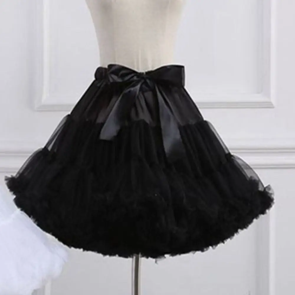 

Simple Lace Bow Lolita Petticoat Mesh Multilayer Short Dress Jupon Fille Boneless Dress Lining Petticoats for Wedding Party