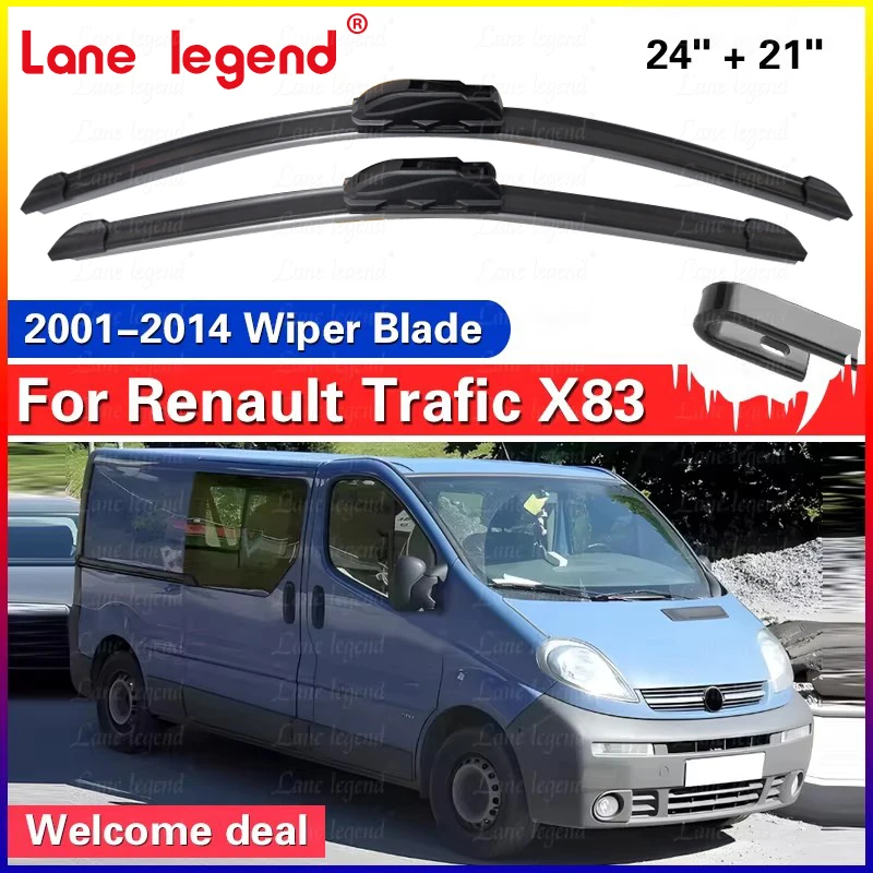 Para Renault Trafic X83 2001-2014, 2 Limpiaparabrisas Delanteros de 24"+21", Escobillas para Parabrisas y Ventanas de Coche