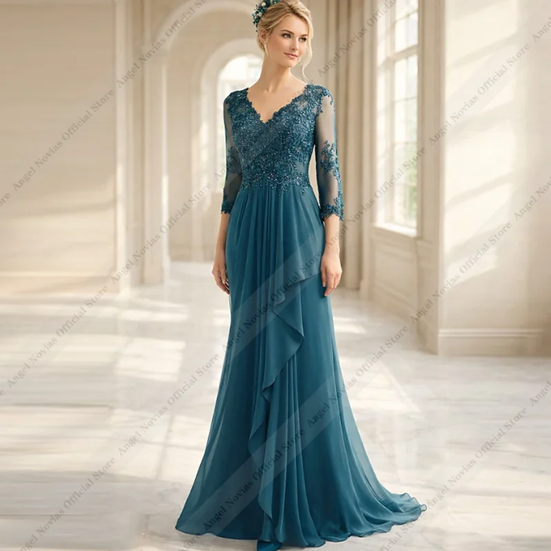 Long Mermaid Mother of the Bride Dresses 2026 3/4 Sleeves Elegant Evening Dresses vestidos de mujer elegantes para fiesta boda