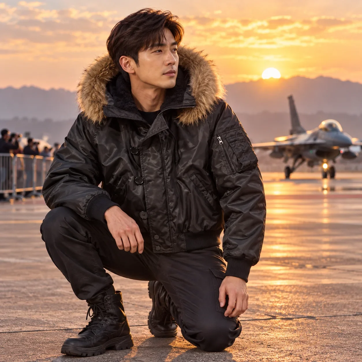 Man Plush Bomber Jacket Winter Long Sleeve Zipper Oversize Men Fur Hooded Outerwear High Street Solid Color Male Cargo Coat