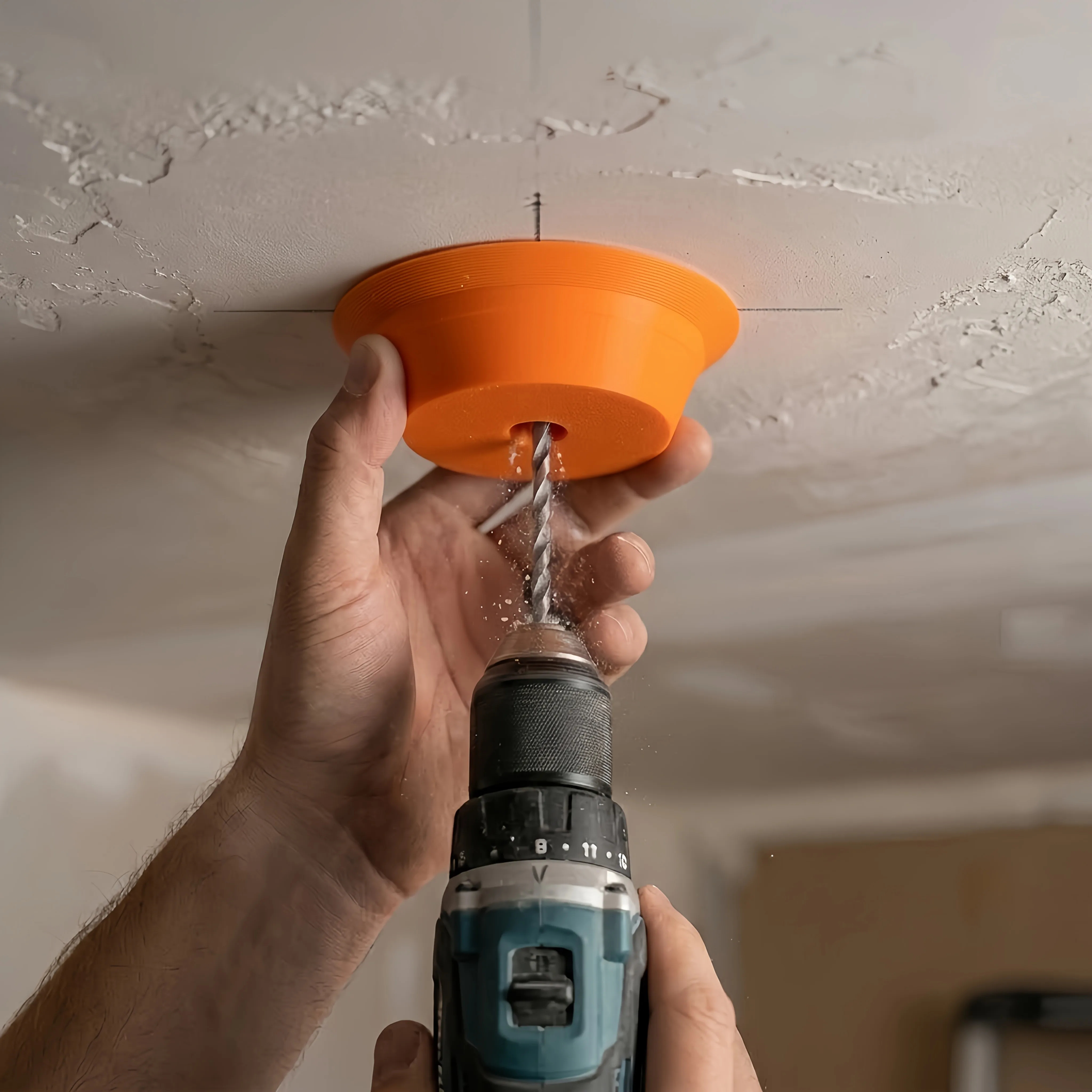 Orange Dust Collection Disc Compatible for Walls & Ceilings Drilling - Central Guide Hole Dust Shield Suitable for Drill Bits