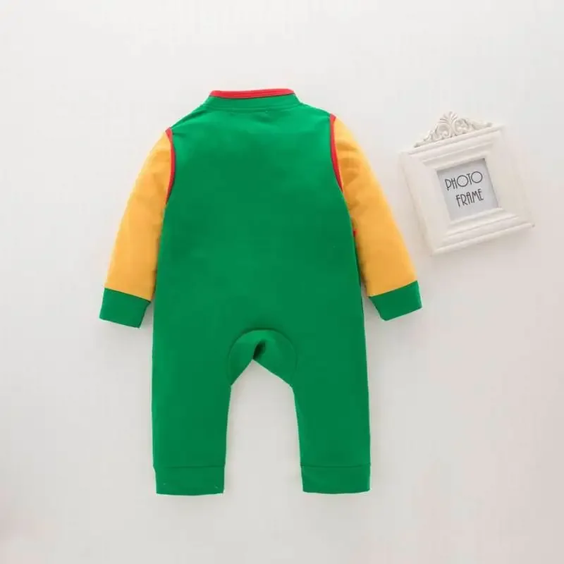 New Spring Autumn Toddler Boy Jumpsuit Chinese Style Collar Long Sleeve Romper Infant Newborn Outgoing Crawling Clothing E12391