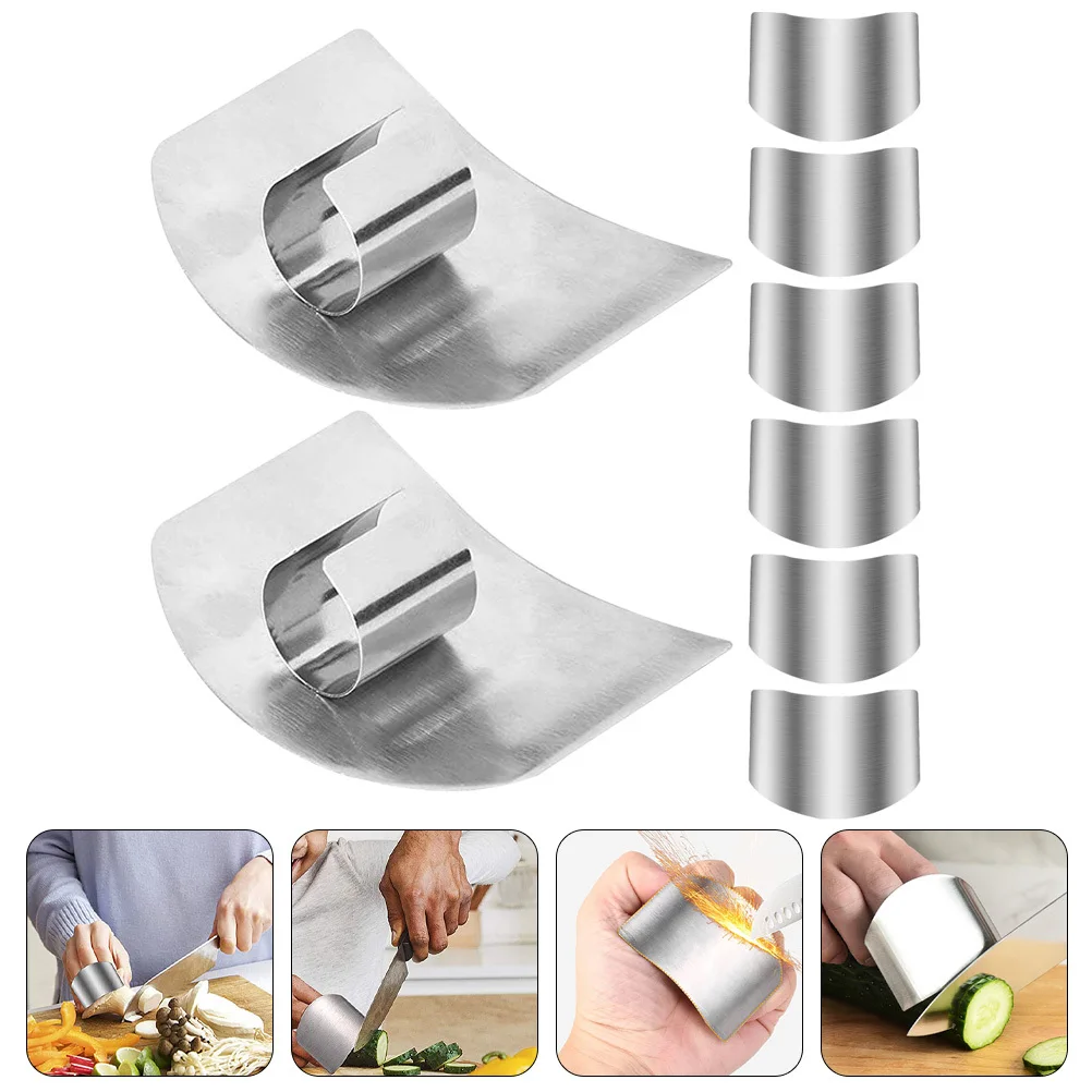 

8pcs Kitchen Finger Guards Stainless Steel Protectors For Safe Cutting Chopping Dicing Vegetable Cutter Hand Protector Reusable