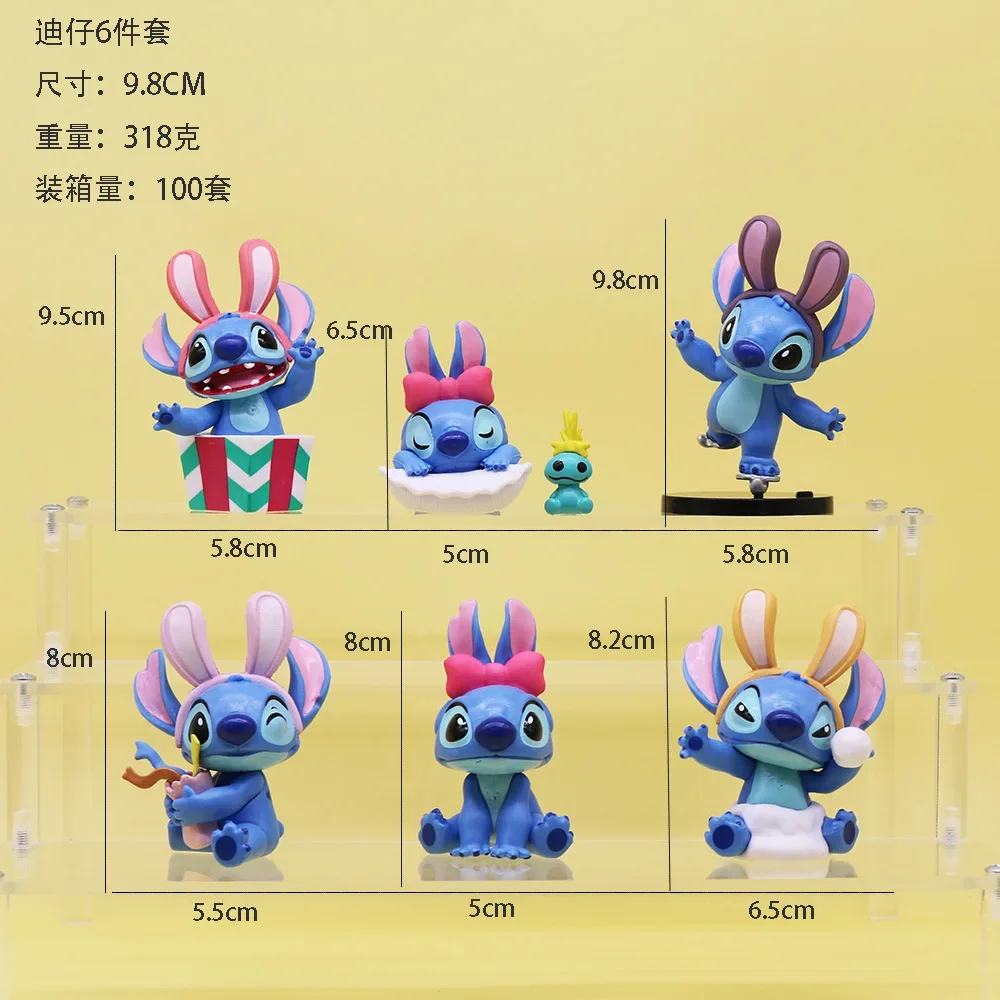 Figuras de acción de Disney Stitch, 6 piezas, Serie de cuentos de invierno, juguete de Esports, adorno de escritorio para habitación, regalo