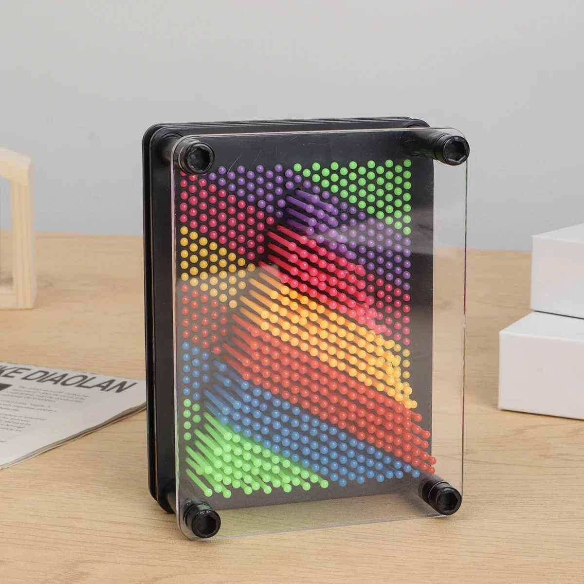 1pc-modelo de mão criativa 3d multi-variável agulha pintura arco-íris, plástico quadrado mão impressão modelo decoração de escritório