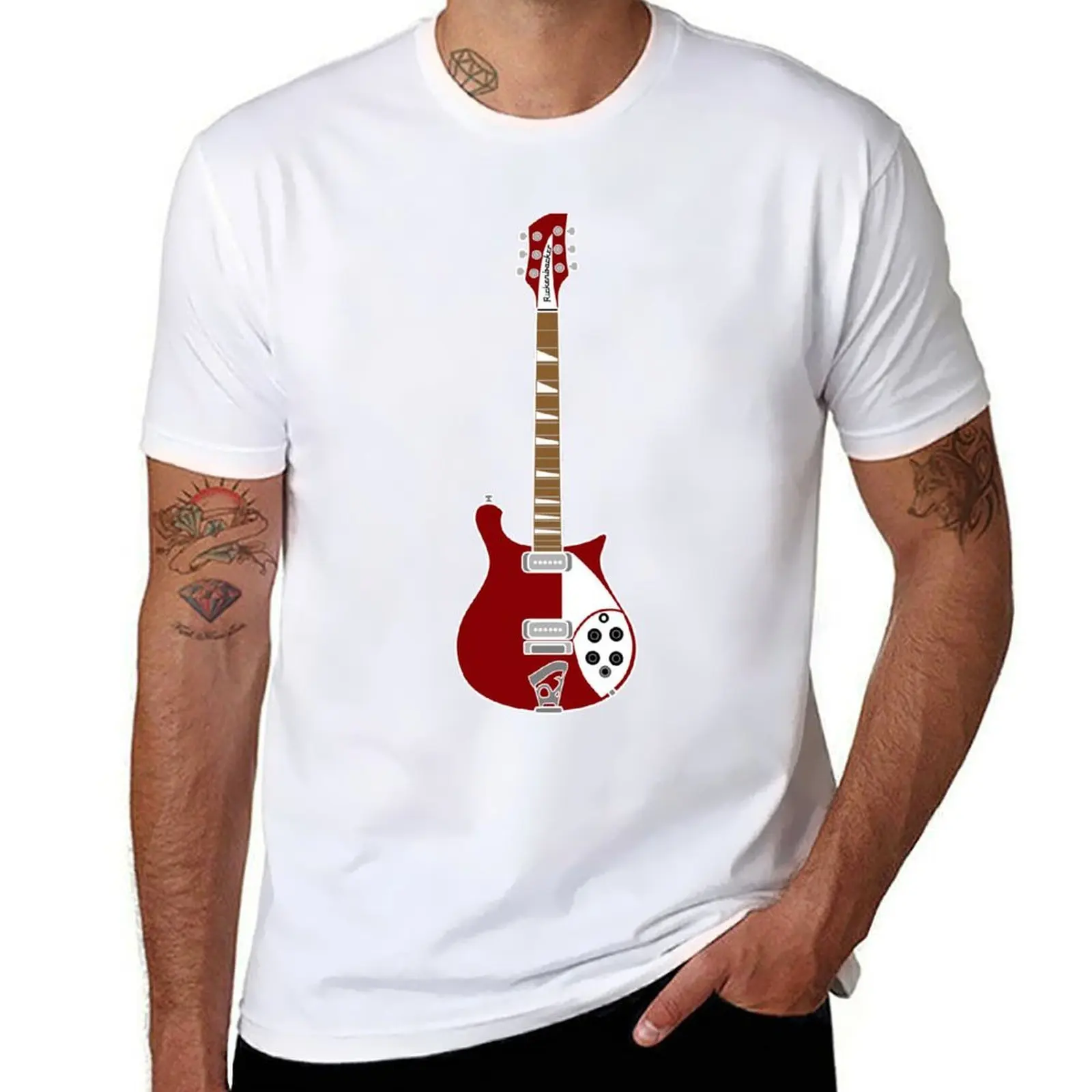 

GUITAR SILHOUETTES - RICKENBACKER 660 T-Shirt men t shirt cotton 100% man t shirt cotton T-Shirt