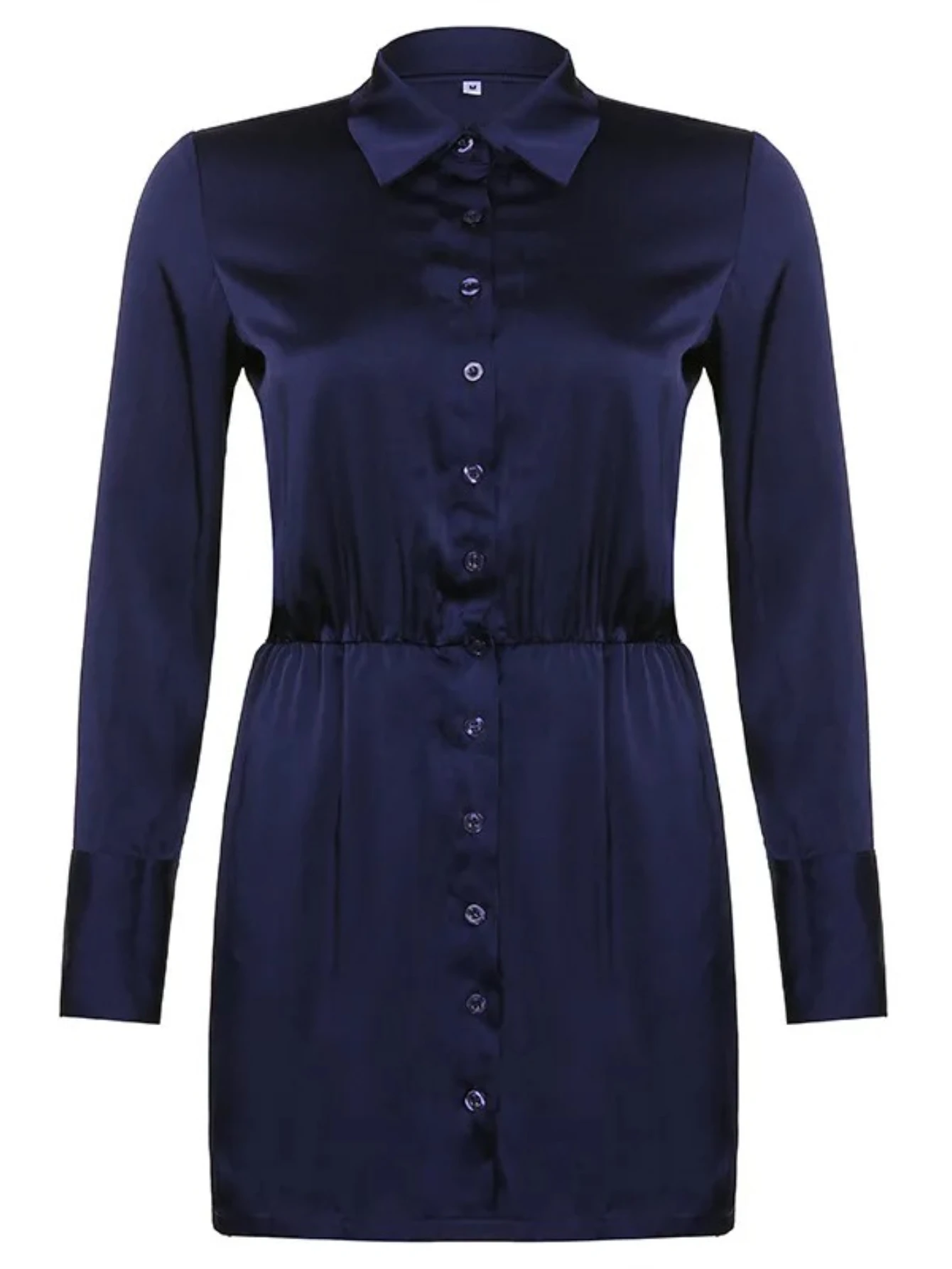 가을 셔츠 드레스 여성 섹시한 브이넥 미니 드레스 오피스 레이디 긴 소매 짧은 드레스