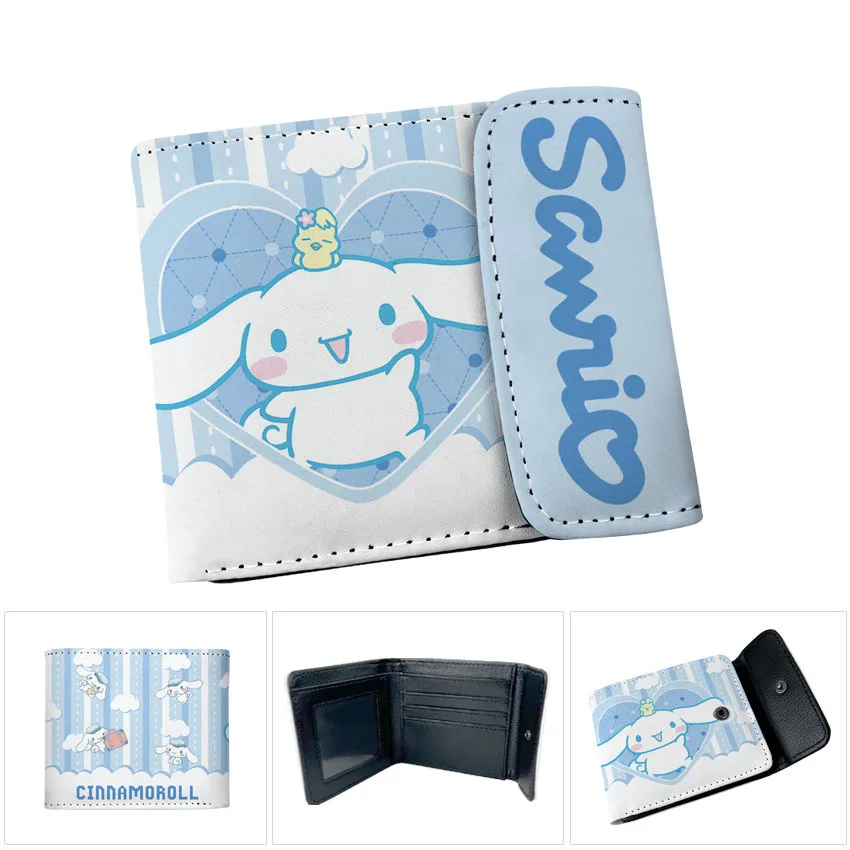 Anime Hellokitty Y2K Wallet Kawaii Sanrio Cinnamoroll Kuromi Cute Cartoon Pu Leather Short Wallet Men Women Coin Purse Girl Gift