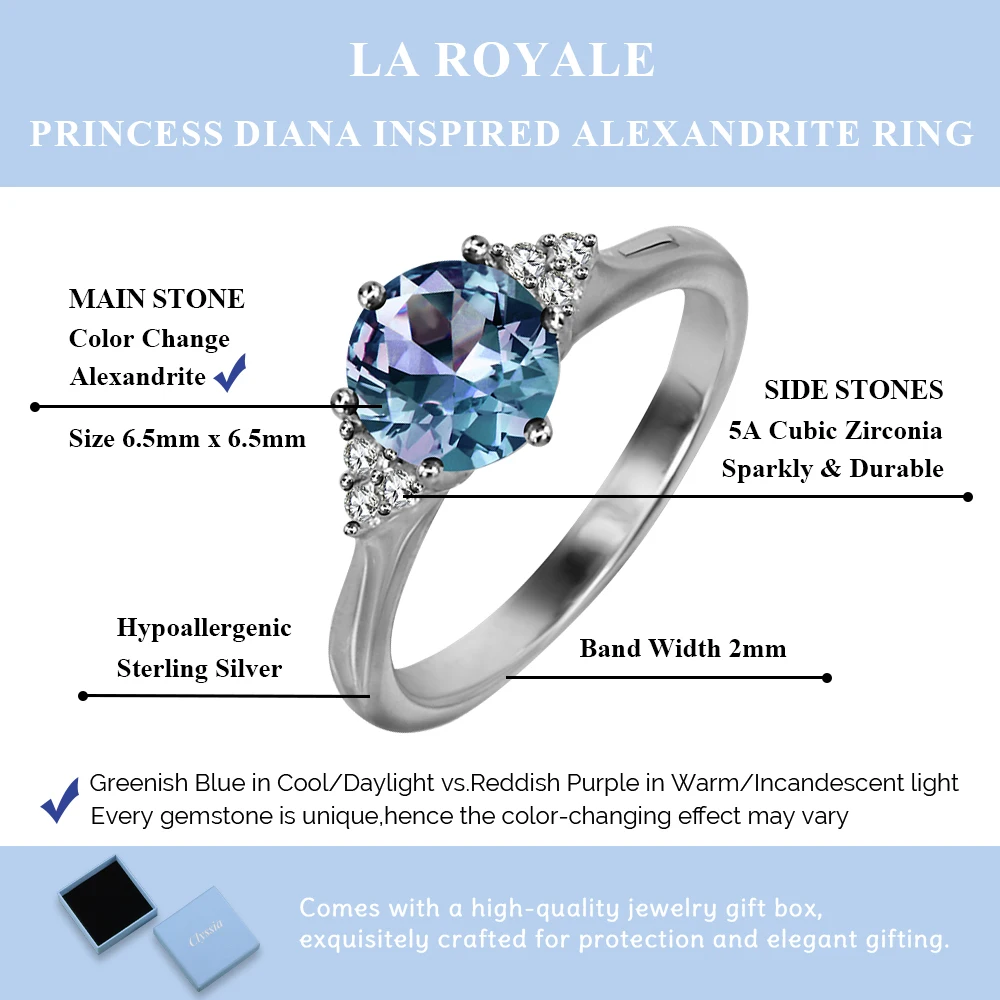 

Кольцо из стерлингового серебра 925 пробы с тремя камнями, меняющими цвет, александрит, камень рождения июня, винтажное ювелирное украшение с ореолом, коктейльное, помолвочное