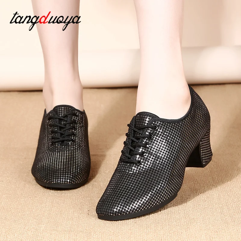 

Women Latin Dance Shoes Ballroom PU Leather Ladies Girls Modern Jazz Dance Shoes Black Salsa Dancing Shoes Teacher Shoe