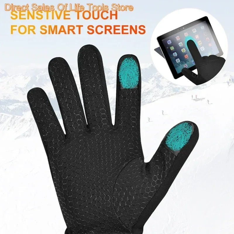 Heated Gloves Electric Heated Ski Winter Warm Support Touch Screen Glove Men Women SnowboardingThermal Skiing Liner for Outdoor