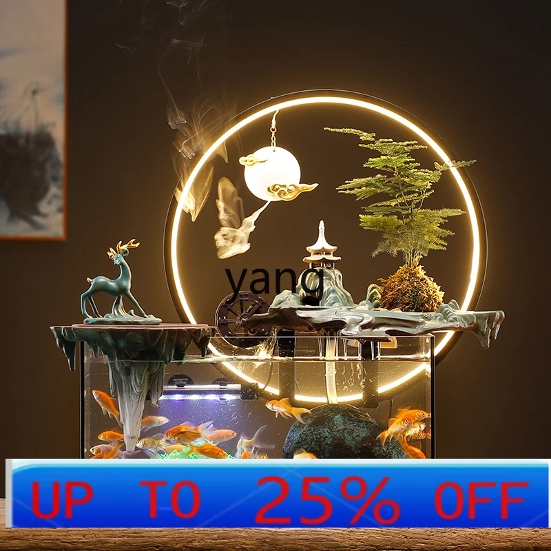 

LMM lucky flow circulation glass fish tank home living room TV cabinet ornament housewarming gift