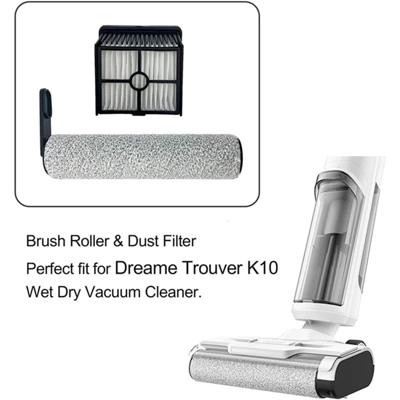

【Berserk】9PCS Brush Roller And HEPA Filter Set For Dreame Trouver K10 / K10 Pro Vacuum Cleaner Accessories