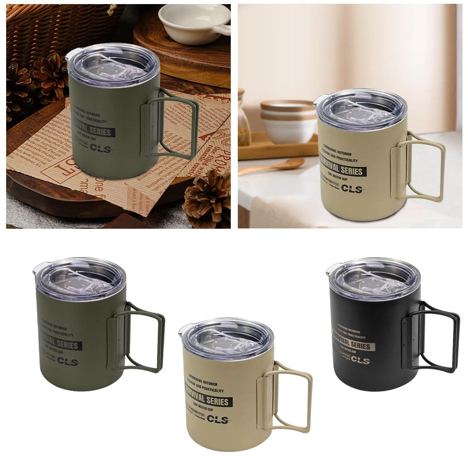 Camping Mug Double Wall Vacuum Insulated Rustproof Reusable 11oz Camping Cup