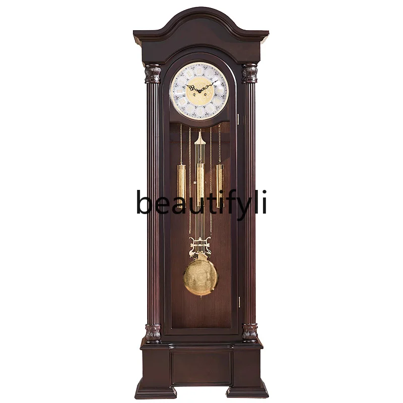 

Helmler floor clock European mechanical solid wood Chinese retro vertical clock pendulum clock living room floor