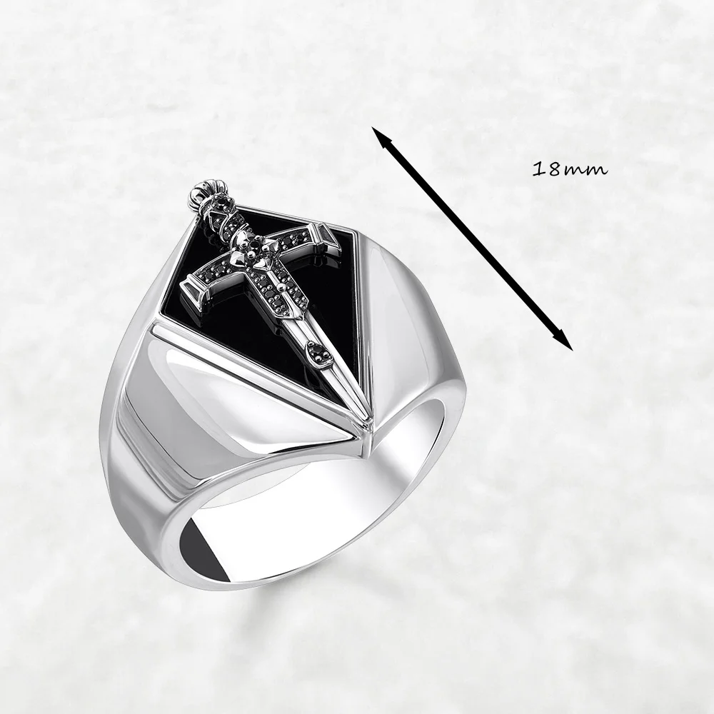 Blackened Signet Ring Sublime Sword Fine Jewelry For Women Men Vintage Gift In 925 Sterling Silver