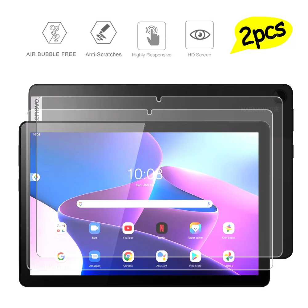 2 Pieces Hard Scratch Proof Film HD Tempered Glass Screen Protector For Lenovo Tab M10 3rd Gen 10.1 TB-328XU TB-328FU M10-Gen3