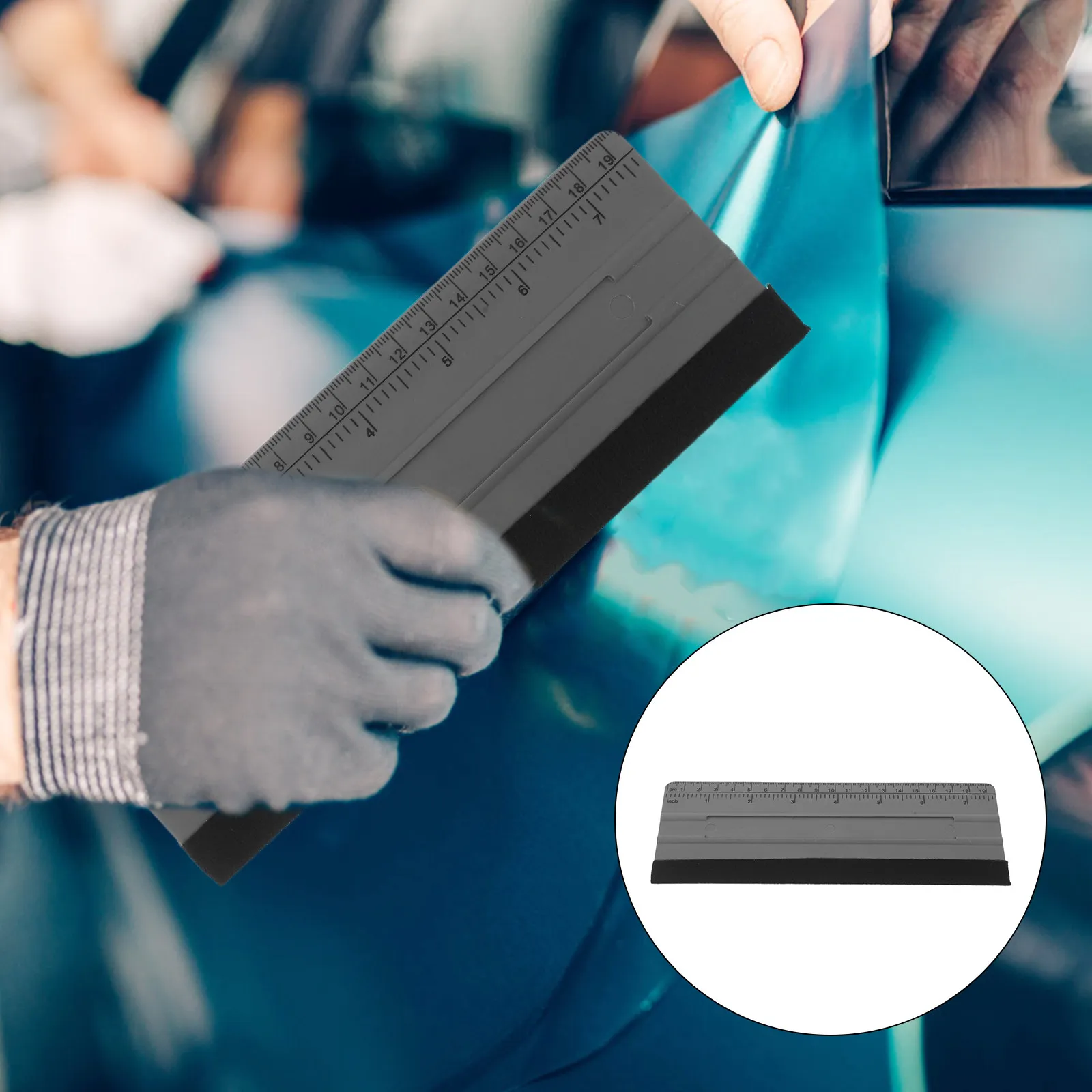

7.7 Inch Professional Vinyl Squeegee with Ruler Scale and Felt Edge for Car Window Tinting Film Application Automotive Detailing