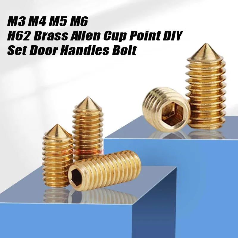 

Hex Hexagon Socket Set Screw Cone Point Grub Screw M3 M4 M5 M6 H62 Brass Allen Cup Point DIY Set Door Handles Bolt