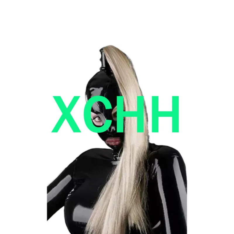 

Pure 100% Natural Latex Woman Mask Hood with Wigs Open Eyes and Mouth Cosplay Costumes