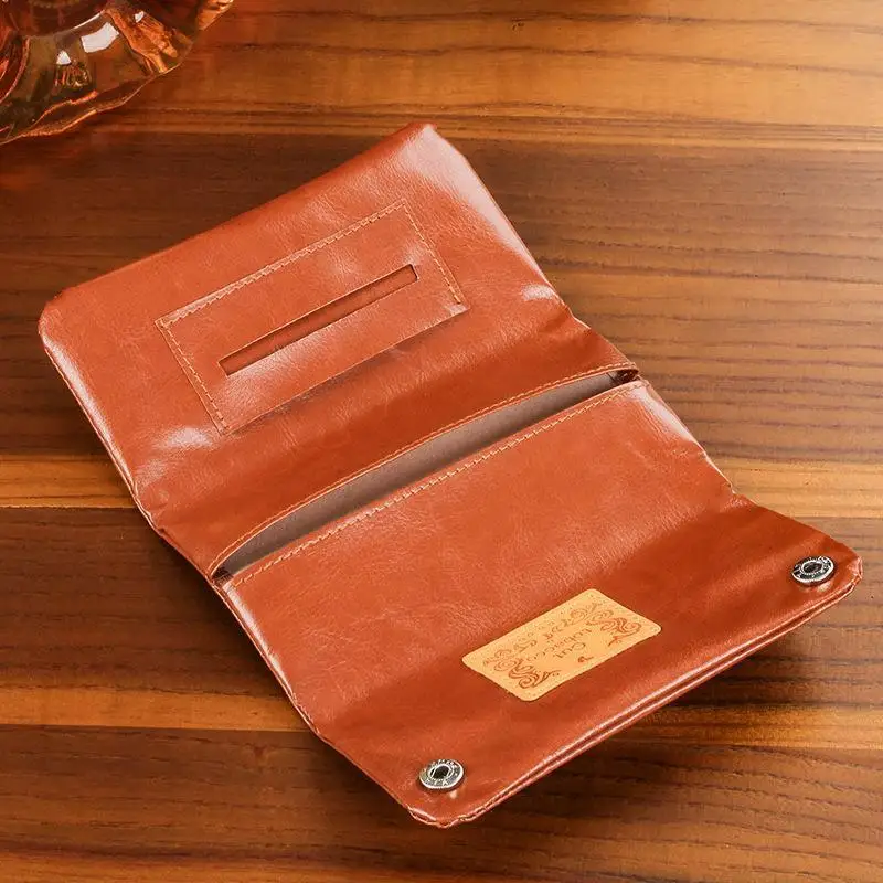 Tragbare Tabakaufbewahrung/Tabakbeutel-Etui aus PU-Leder, Pfeifen- und Zigarettenhalter, Papierhalter-Etui, Brieftasche – Detail 6